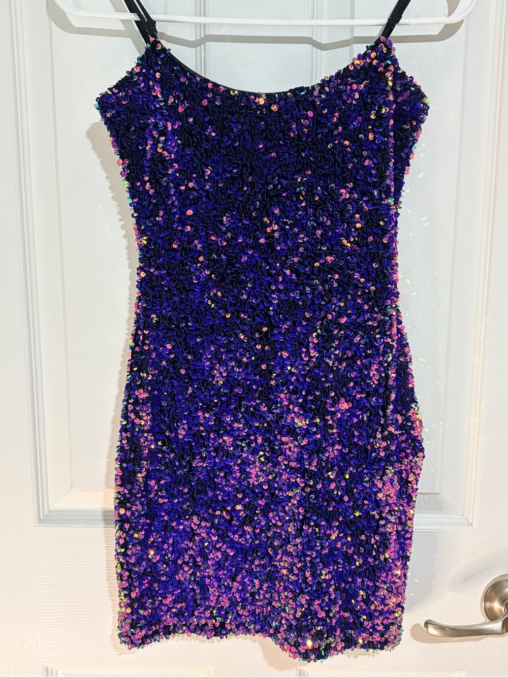 Sequin Mini Dress in Deep Purple - Sleeveless Party Dress